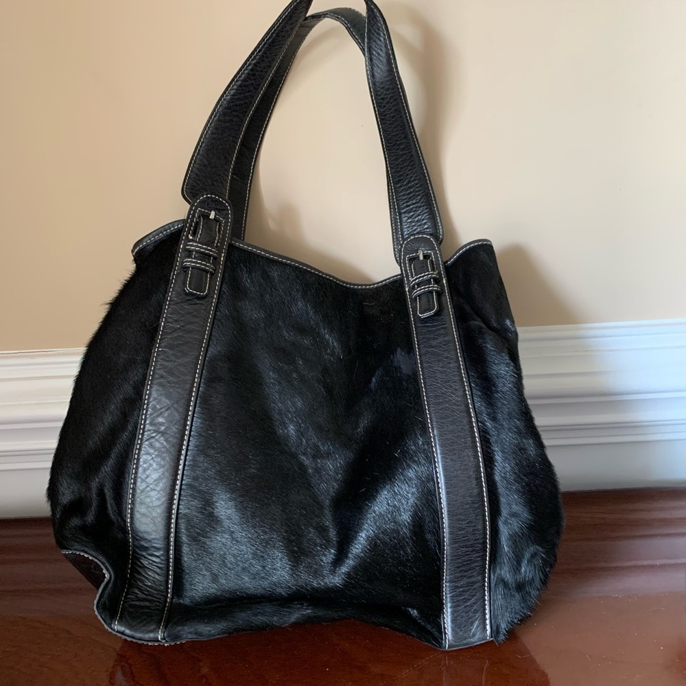 Aqua Madonna leather & calf hair Italian handbag